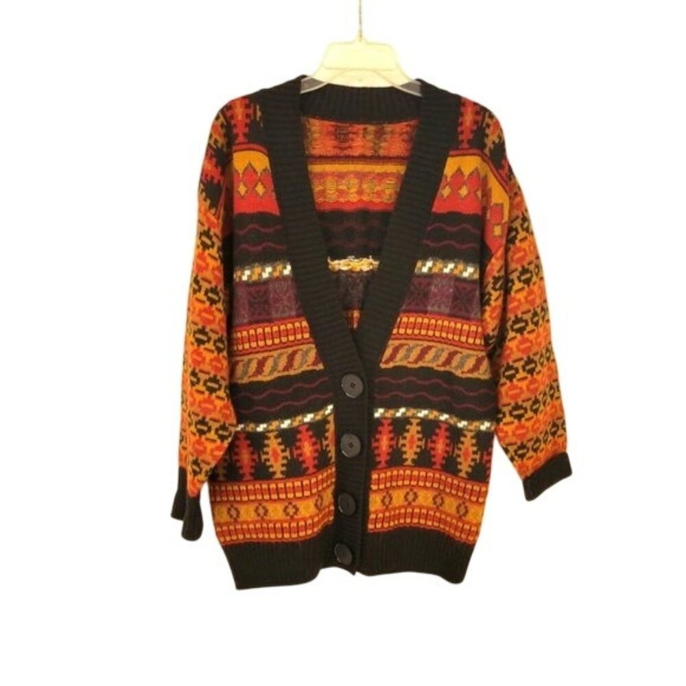 Colorful Western Knit Cardigan Women's Size Large - Picture 1 of 3